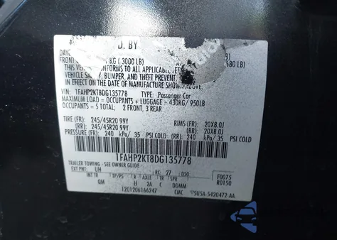 2013 Ford Taurus Sho z USA, uszkodzony, nr VIN 1FAHP2KT8DG135778